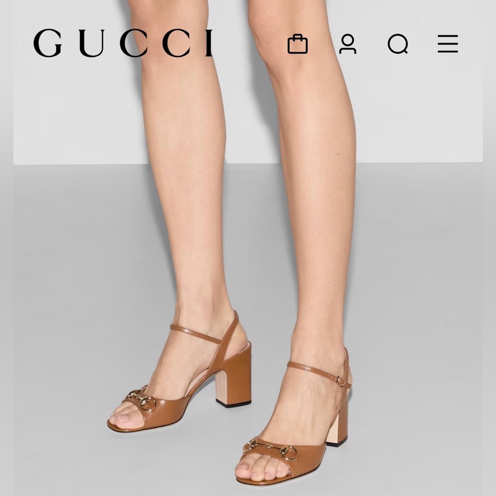 Gucci Horsebit Tan Block Heel Sandals 40.5 / 9.5